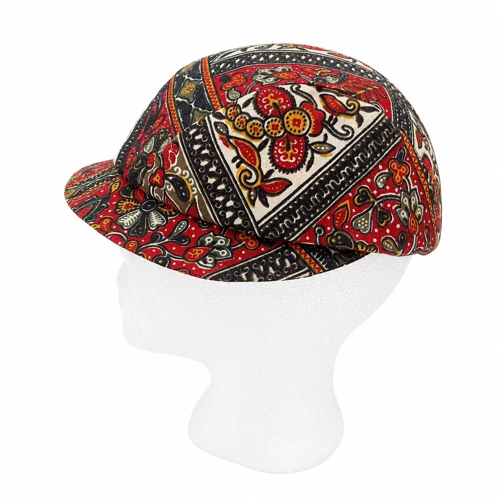 Vintage Margaret Smith Gardiner Maine Paisley Floral Hat Cap Size 22 Boho Funky